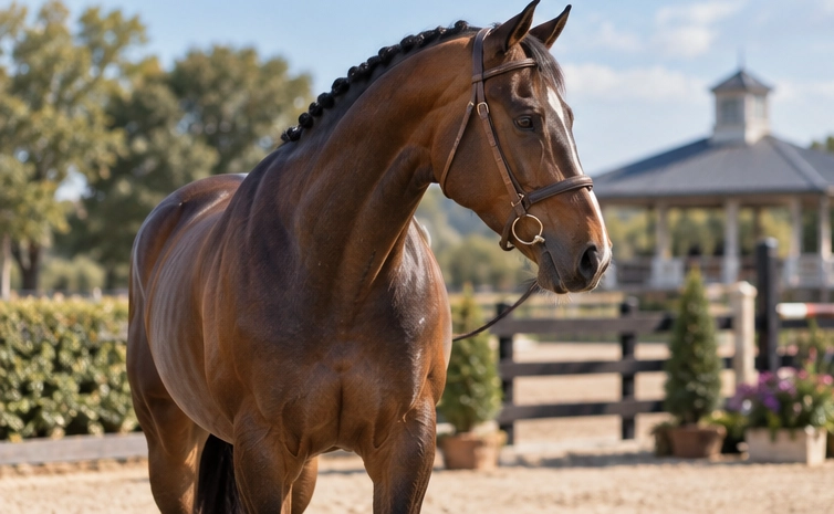 Horse at a show or stable